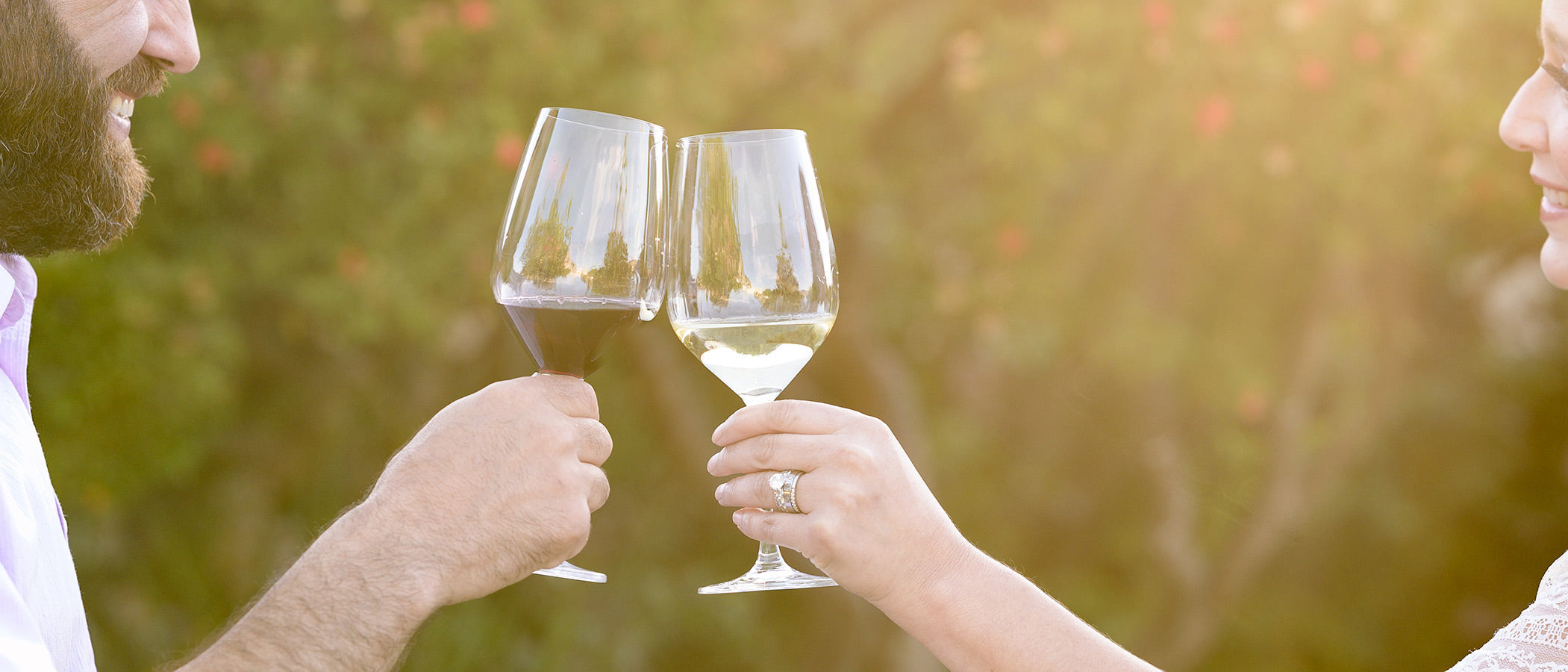 Couple outdoors cheers