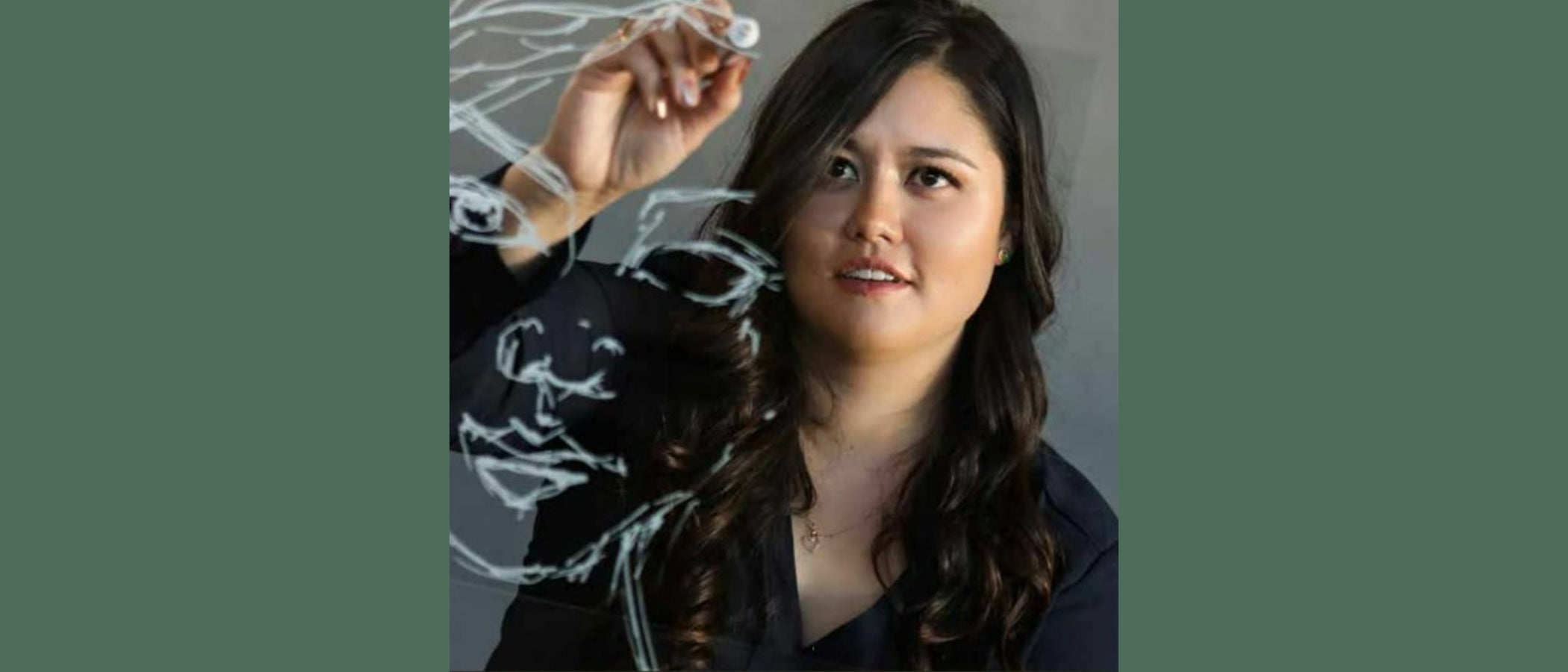 Mailynh Phan drawing on board
