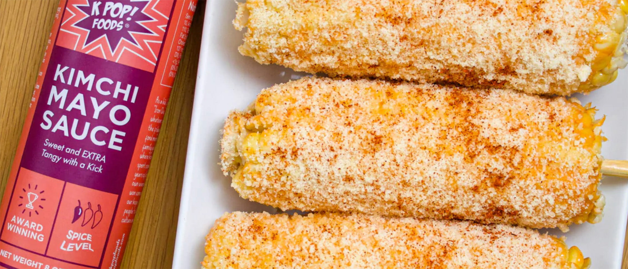 KPOP Foods Kimchi Mayo Sauce and Mexican Street Corn
