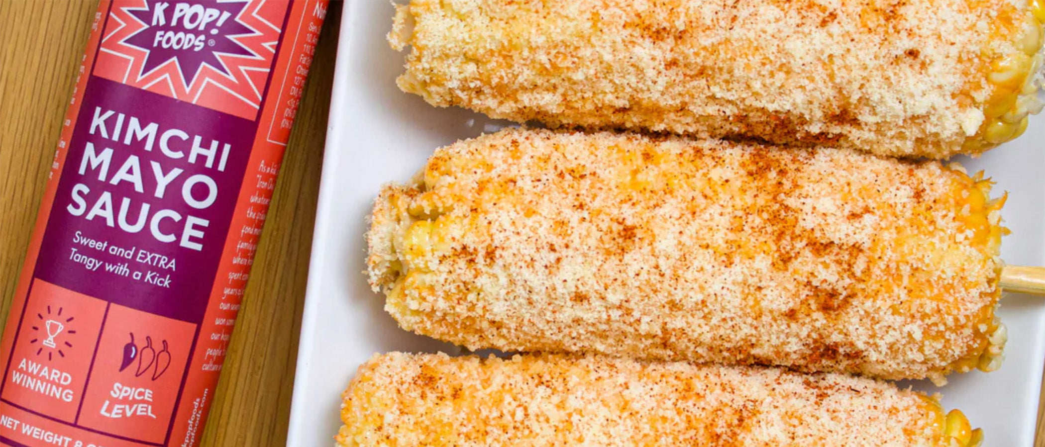 KPOP Foods Kimchi Mayo Sauce and Mexican Street Corn