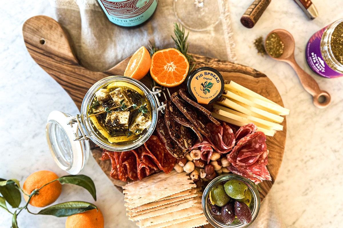 Small charcuterie board paired with Fifth Moon Field Blend