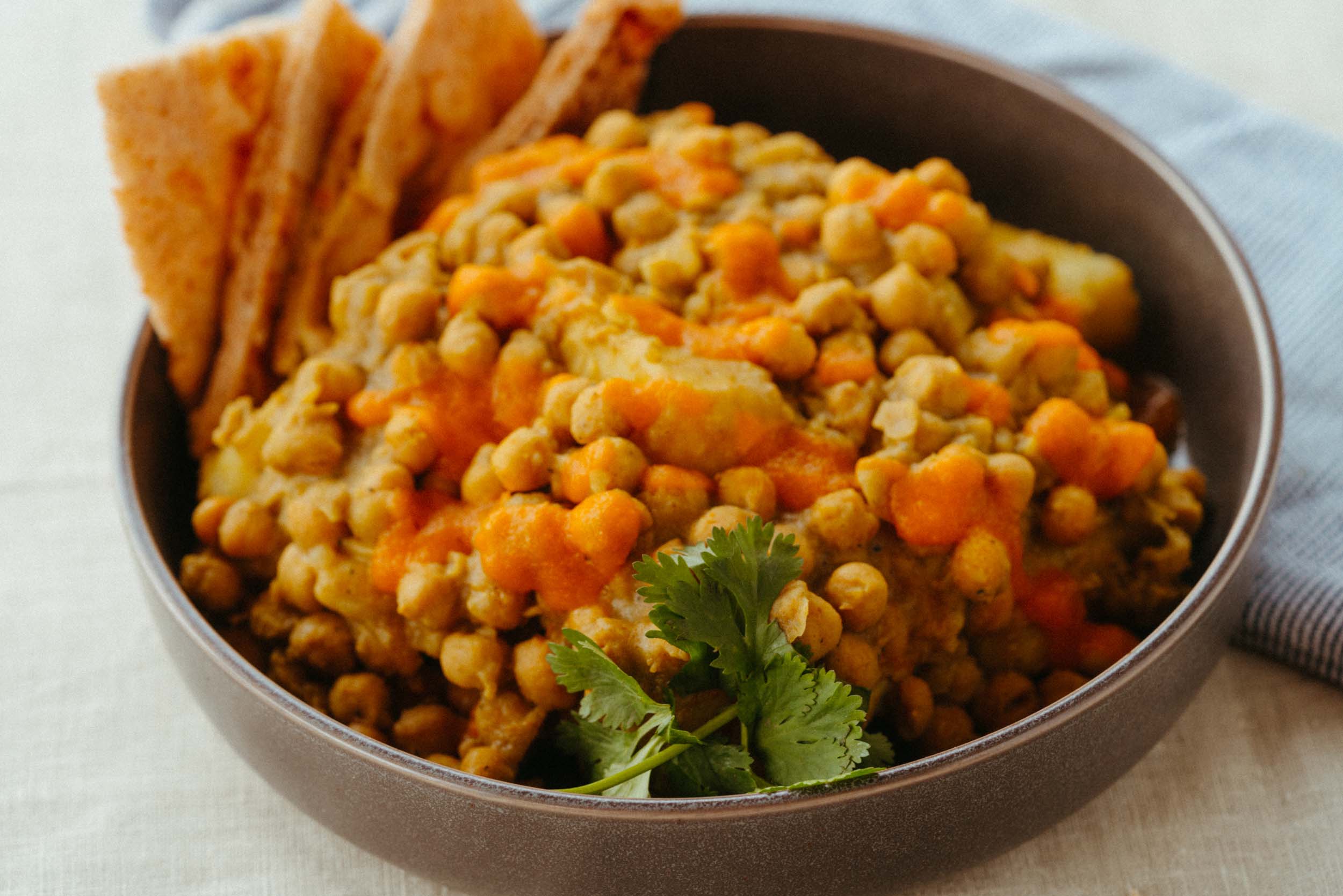 Chana and Aloo with Fifth Moon Riesling