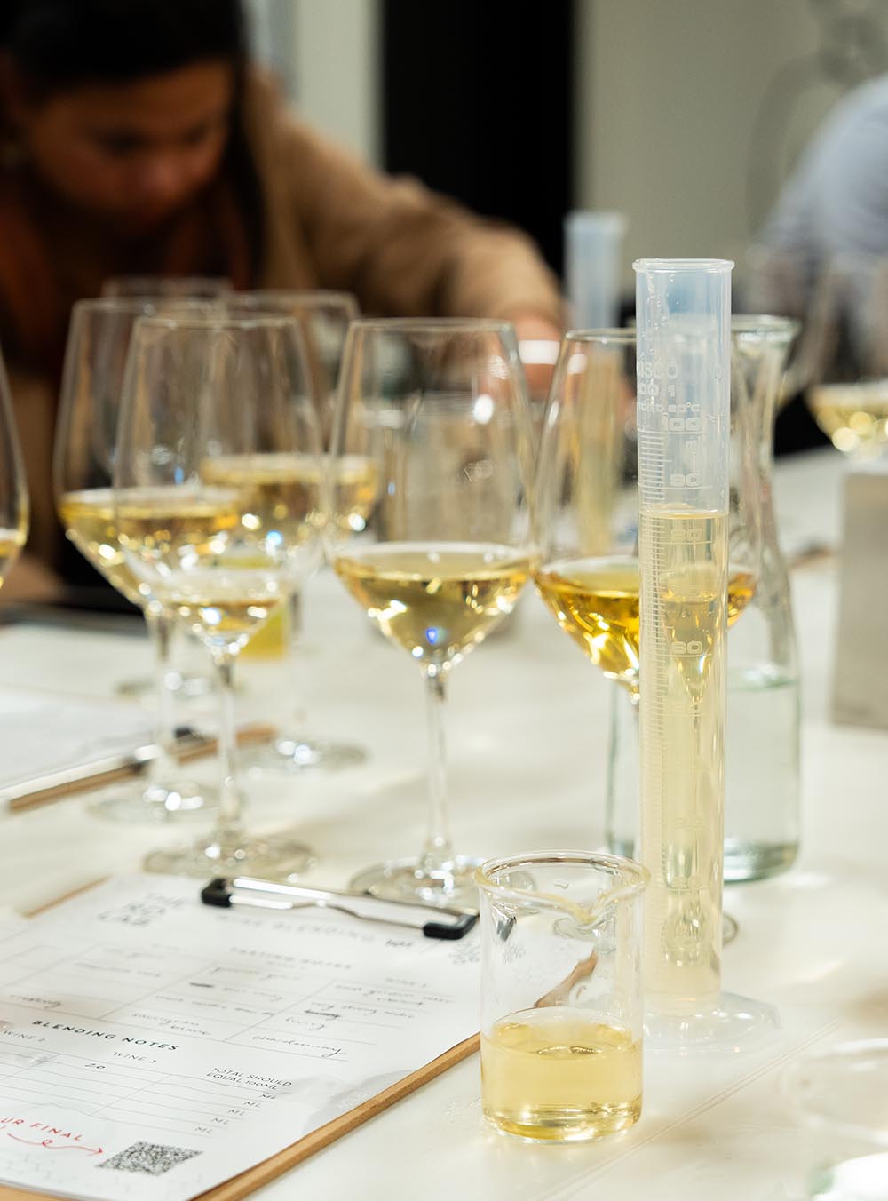 Blending white wine at the RD Lab