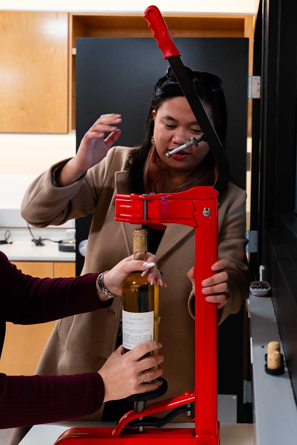 Corking a custom wine bottle