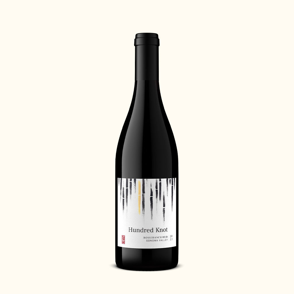 a bottle of hundred knot rossi red from california