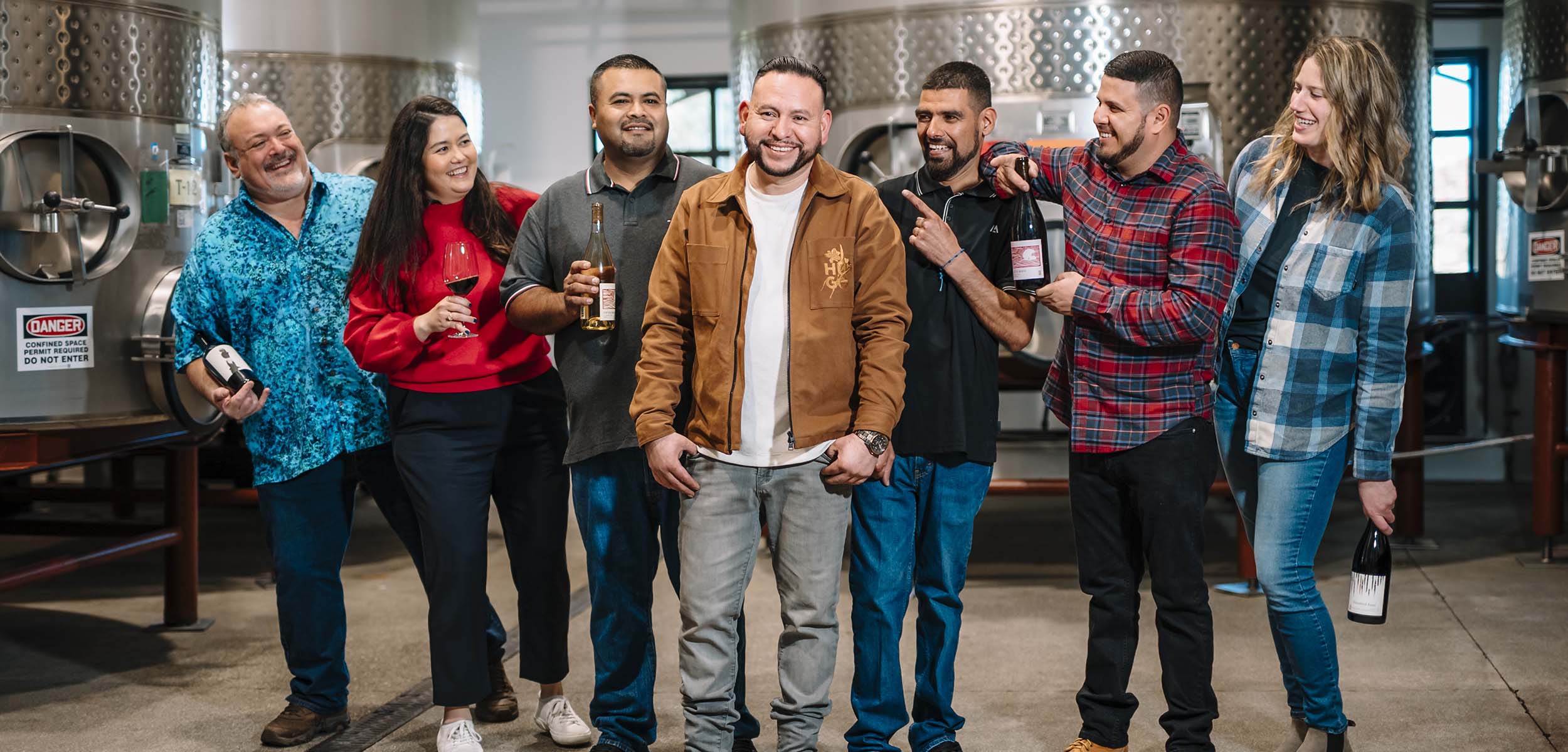 Team of happy winery folks