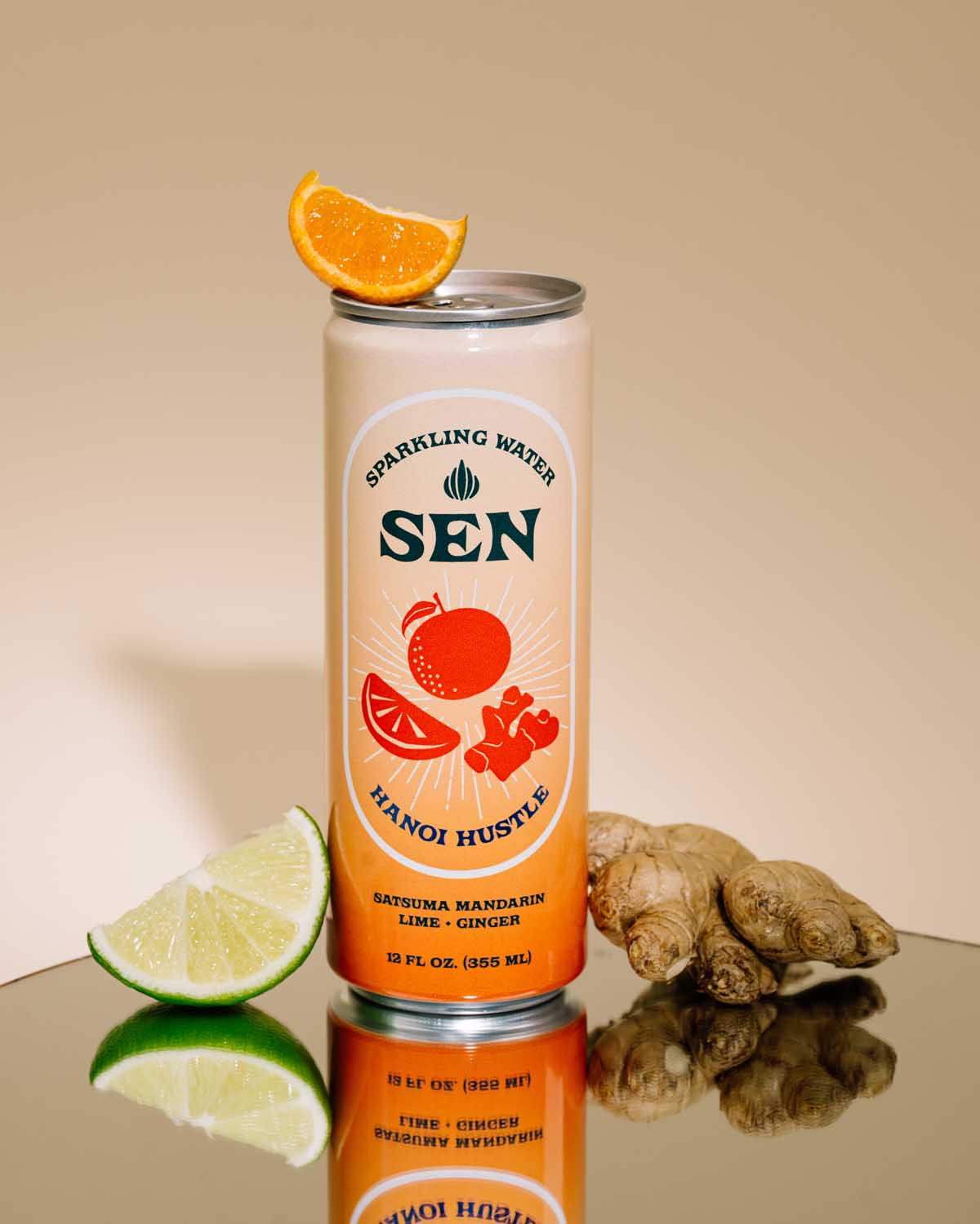 Sen Hanoi Hustle sparkling water — satsuma mandarin, lime, ginger