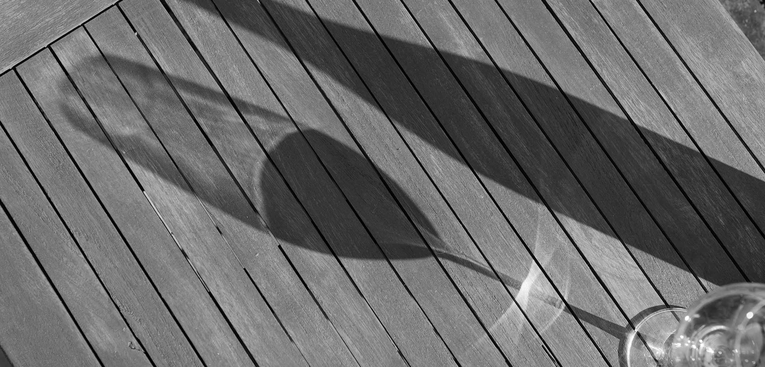 Wine glass and bottle shadows