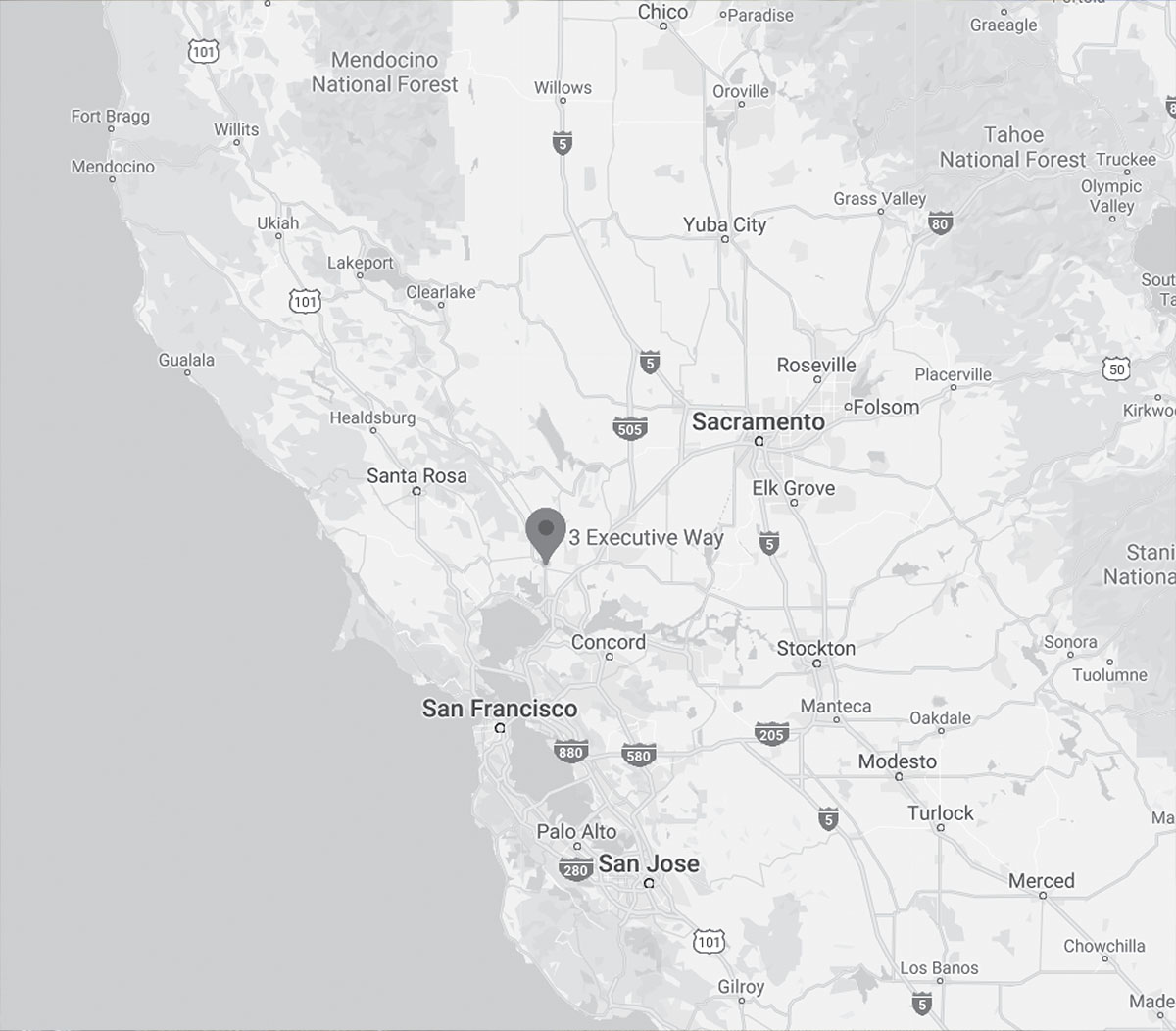 Map of RD Winery's location in California