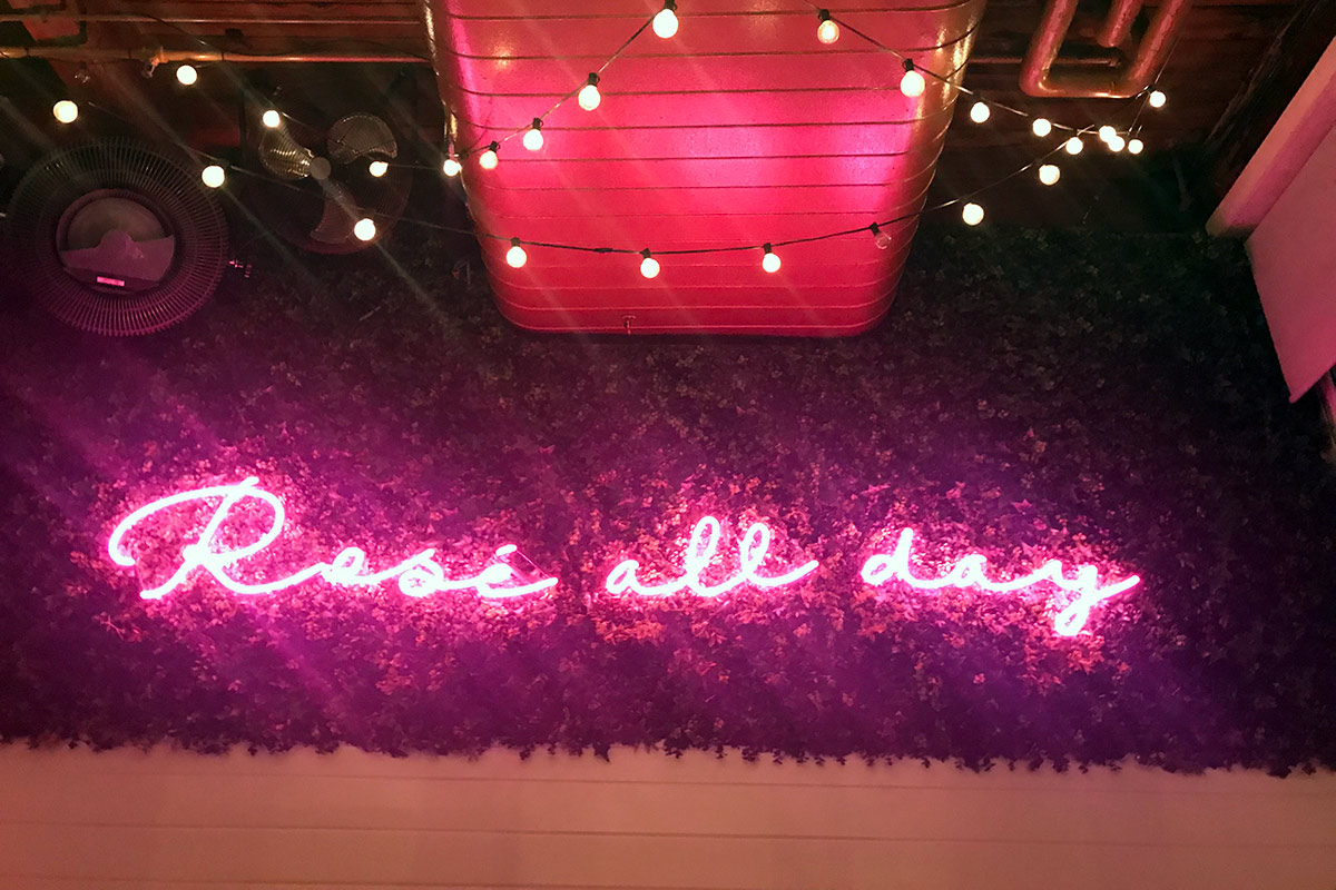 rosé all day pink neon sign