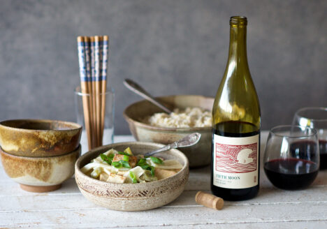 A vegetarian green curry with RD Winery's Red Blend