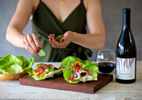 RD Winery Syrah and steak lettuce wraps