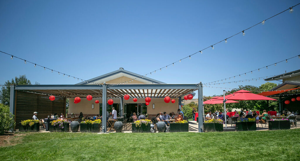 napa valley winery patio with people