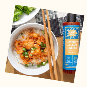 KPOP Foods Honey Glaze Sauce and shrimp bowl