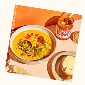 Photo of soup and Brooklyn Delhi Tomato Achaar