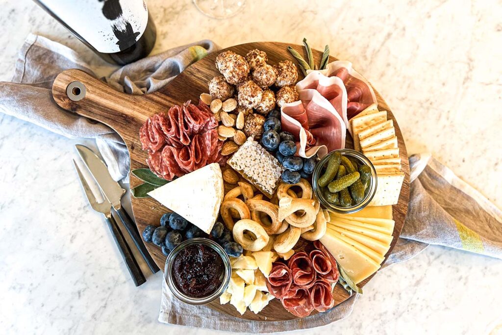 Large charcuterie board paired with Cabernet Sauvignon