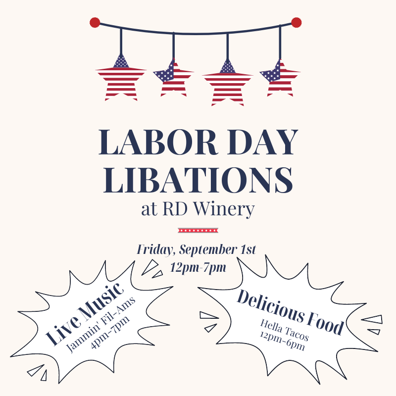 Illustration for Labor Day Libations event with date and time 9/1, 12-7pm