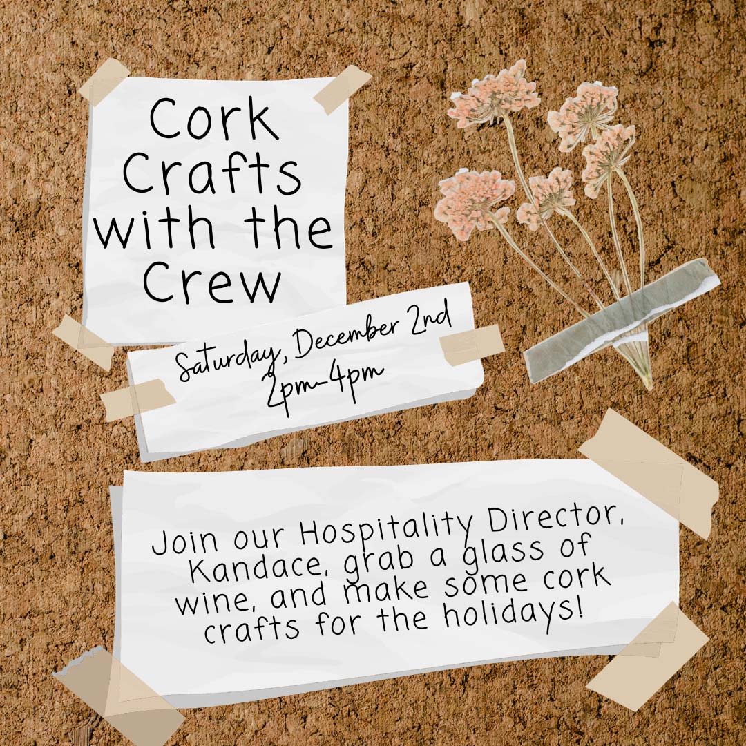 Illustration with cork background for Cork Crafts with the Crew event