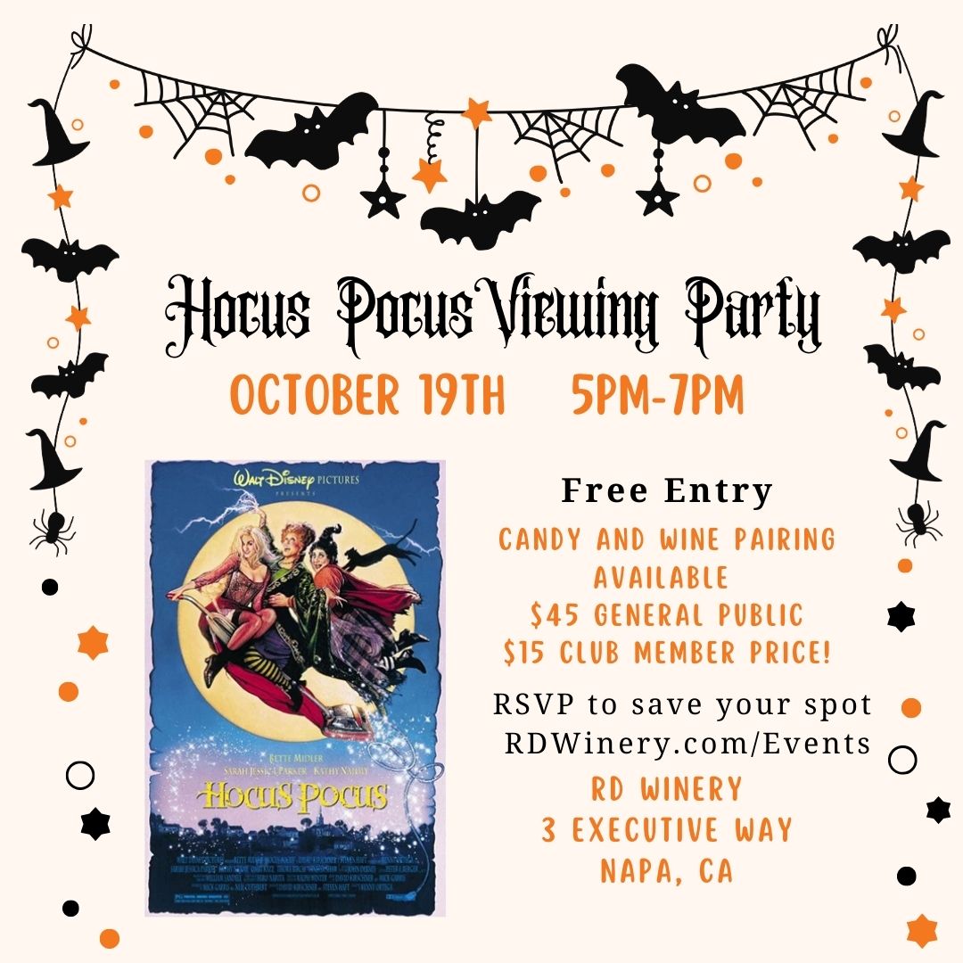 Hocus Pocus Viewing Party event poster 10/19, 5-7pm