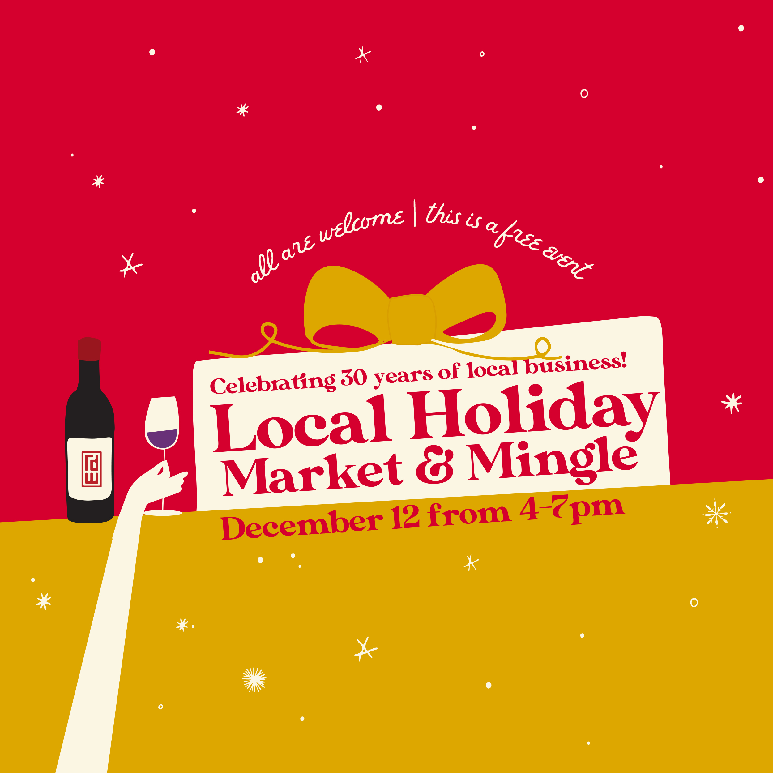 holiday market red and yellow illustration graphic