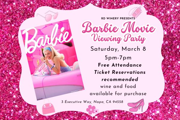 Barbie viewing party event poster